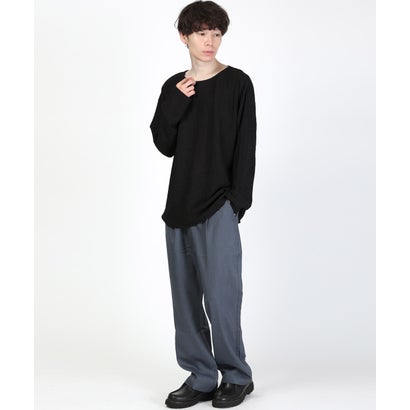 ワイドシルエットラメ糸ロンT/Tシャツ ボートネック トップス カットソー 無地 ラメ 楊柳 ワイド 大きめ カジュアル きれいめ （アイボリー）｜詳細画像