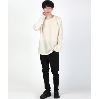 ワイドシルエットラメ糸ロンT/Tシャツ ボートネック トップス カットソー 無地 ラメ 楊柳 ワイド 大きめ カジュアル きれいめ （シルバーグレー）｜詳細画像