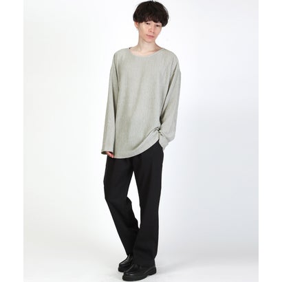 ワイドシルエットラメ糸ロンT/Tシャツ ボートネック トップス カットソー 無地 ラメ 楊柳 ワイド 大きめ カジュアル きれいめ （シルバーグレー）｜詳細画像