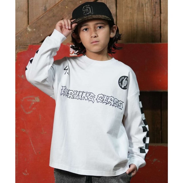 長袖 Tシャツ ロンT キッズ 子供 プリント （WHITE）