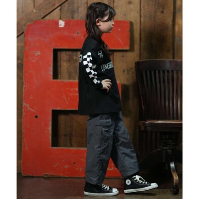 長袖 Tシャツ ロンT キッズ 子供 プリント （BLACK）｜詳細画像