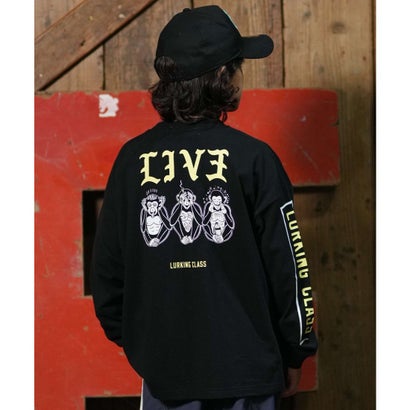 長袖 Tシャツ ロンT キッズ 子供 プリント （BLACK）｜詳細画像