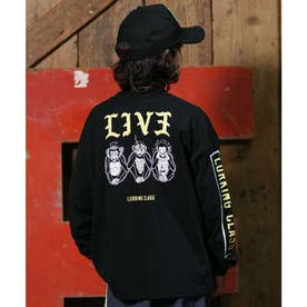 長袖 Tシャツ ロンT キッズ 子供 プリント （BLACK）