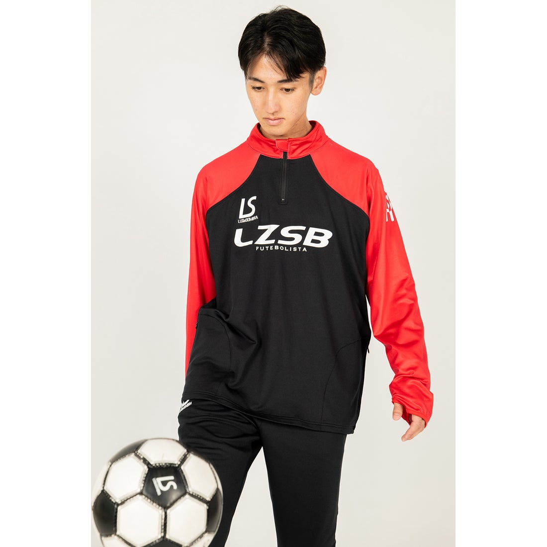 LUZeSOMBRA THICK HALF ZIP TOP(ブラック×レッド) L1261051 BLKRED