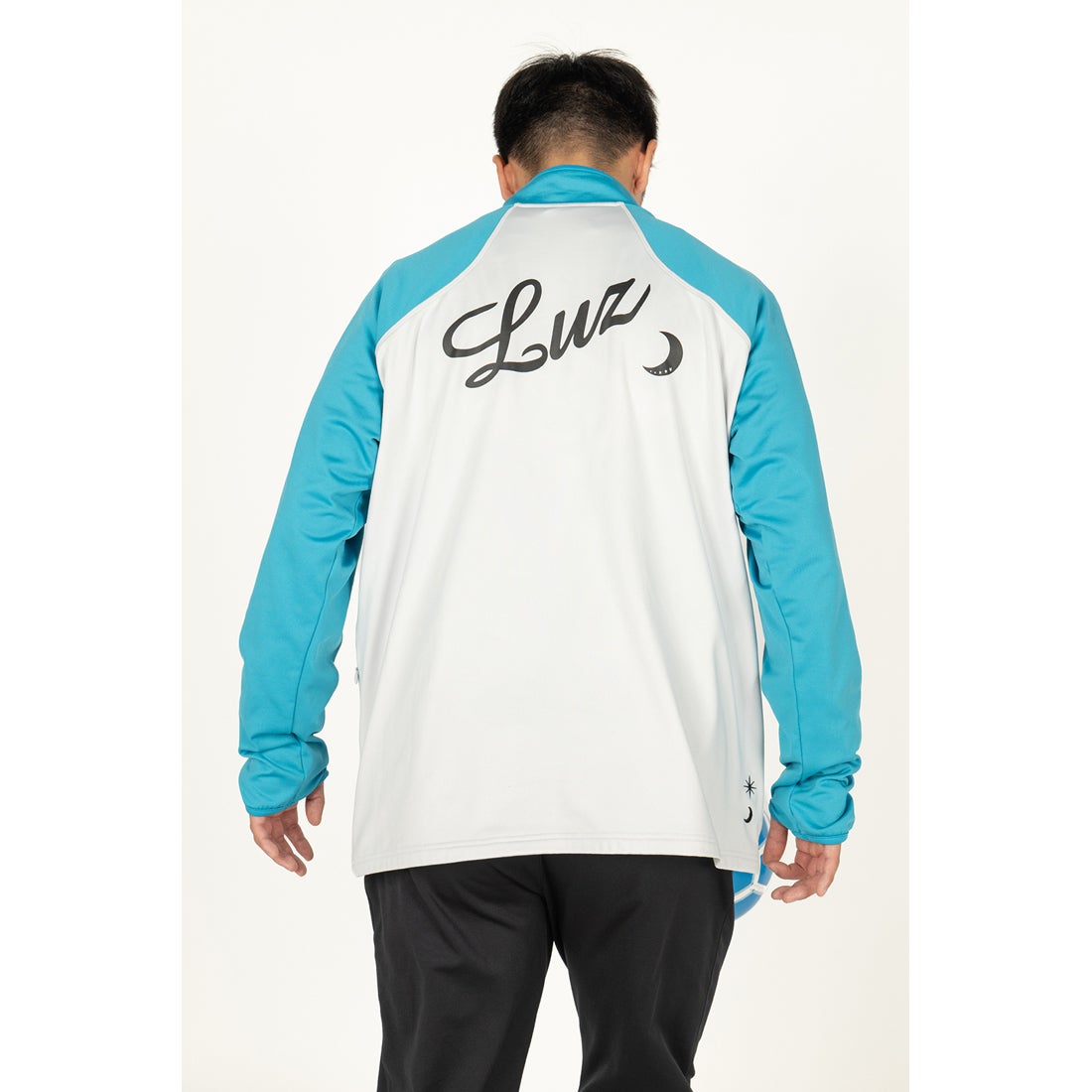 LUZeSOMBRA THICK HALF ZIP TOP(ライトグレー×ターコイズブルー