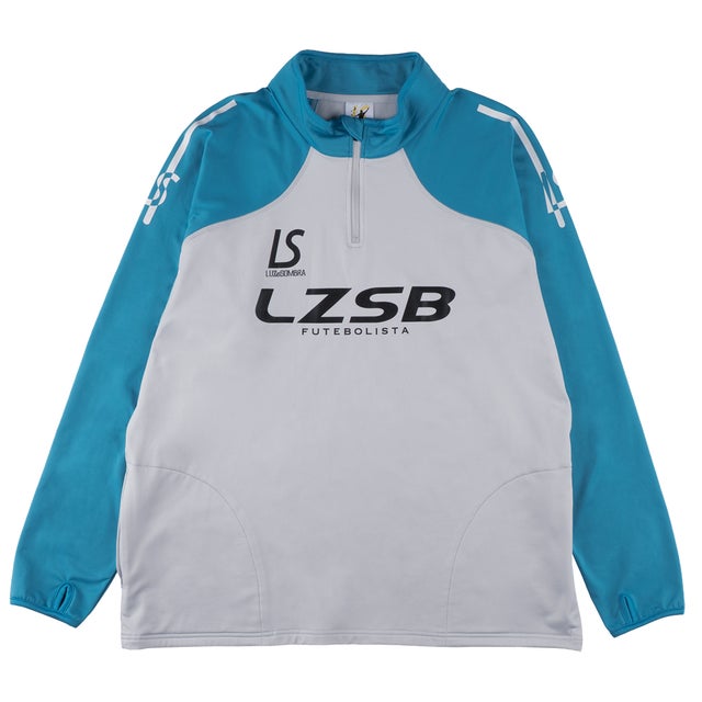 THICK HALF ZIP TOP(ライトグレー×ターコイズブルー)