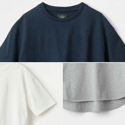 アメリカンドライ天竺ラウンドヘムTシャツ （ネイビー）｜詳細画像