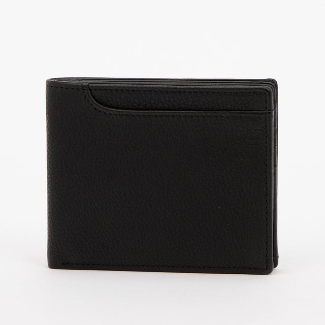 牛革ソフトミリング加工・カードが19枚入る二つ折り札入れ・小銭入れナシ （ブラック）