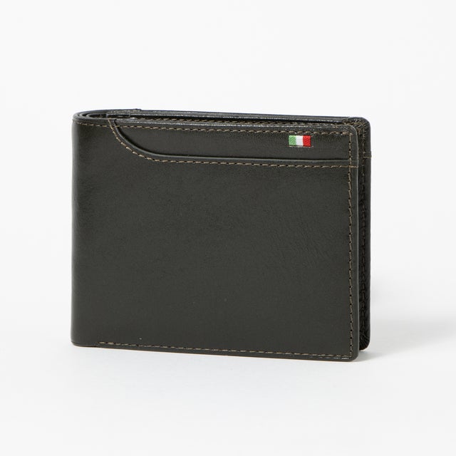 
                    イタリア製レザー 21ポケット二つ折り財布・小銭入れ付き （グリーン）