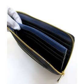 アルカンターラ ピスタシリーズ L字ファスナー 長財布 （ブラック×ブルー）