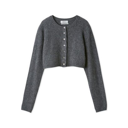 wool100％ミンクタッチ短丈カーディガン （CGRY）｜詳細画像