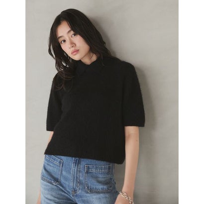 ミラ オーウェン Mila Owen ポロ衿クロップド丈モヘアニット （WHT）｜詳細画像
