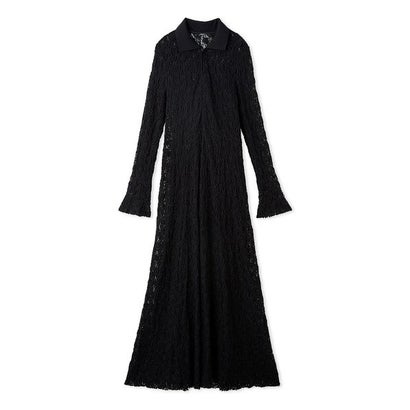 ラッセルレーススキッパーカラーワンピース （BLK）｜詳細画像