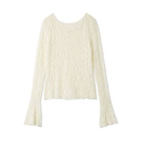 ベルスリーブボートネックレーストップス （WHT）