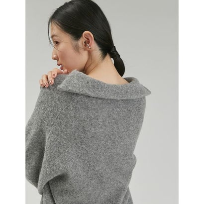 アルパカ混スパンコールスキッパーニット （BLK）｜詳細画像