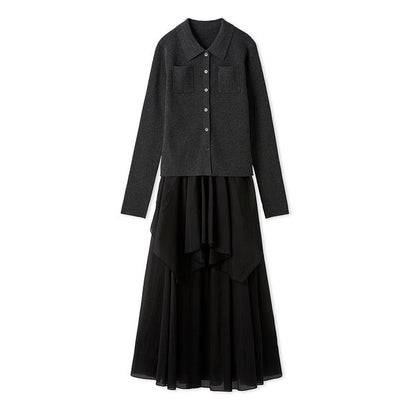 ポロニット×シアースカートSET UP （GRY）｜詳細画像
