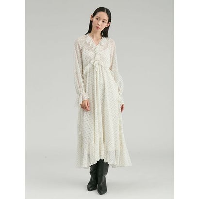 シフォンフリルロングワンピース （WHT）｜詳細画像