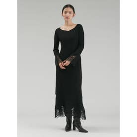 レースドッキングニットワンピース （BLK）