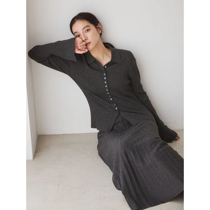 ポロ衿リブニットカーディガン （IVR）｜詳細画像
