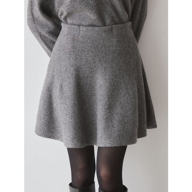 ウエストゴムウールカシミヤミニスカート （GRY）