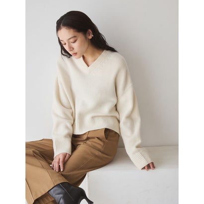 ウールカシミヤVネックニット （GRY）｜詳細画像