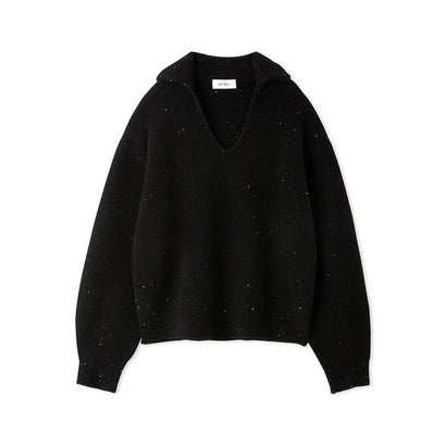 アルパカ混スパンコールスキッパーニット （BLK）｜詳細画像