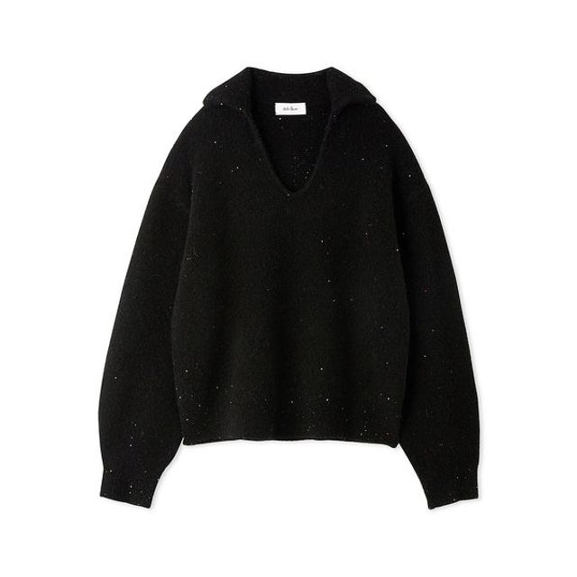 アルパカ混スパンコールスキッパーニット （BLK）