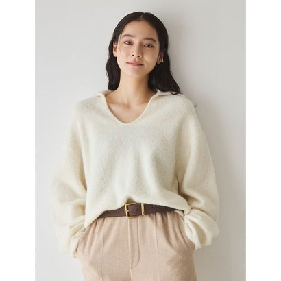 アルパカ混スパンコールスキッパーニット （WHT）｜詳細画像