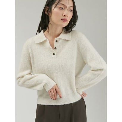 アルパカブレンドシャギーポロニット （GRY）｜詳細画像