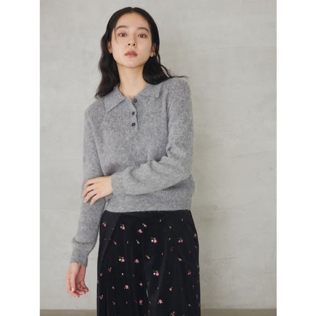 アルパカブレンドシャギーポロニット （GRY）