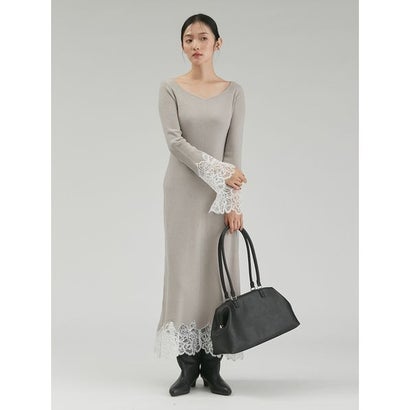 ミラ オーウェン Mila Owen レースドッキングニットワンピース （GRY）｜詳細画像