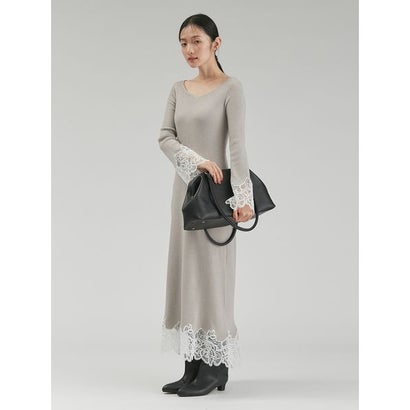 ミラ オーウェン Mila Owen レースドッキングニットワンピース （BLK）｜詳細画像