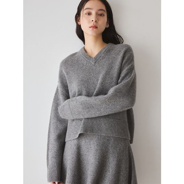 ウールカシミヤVネックニット （GRY）