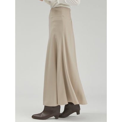 後ろゴムマットサテンナロースカート （BEG）｜詳細画像