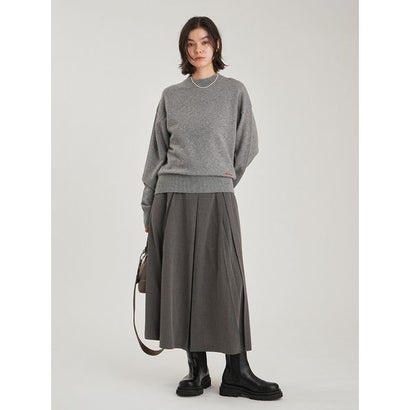 wool100％クルーネックベーシックニット （GRY）｜詳細画像