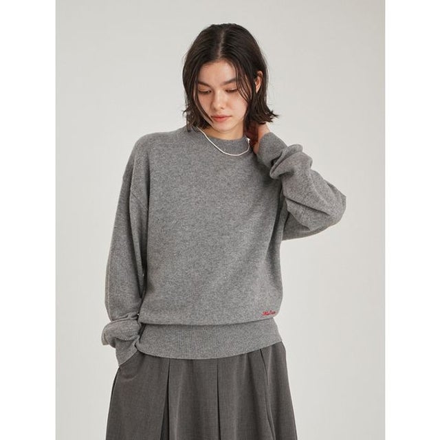 wool100％クルーネックベーシックニット （GRY）