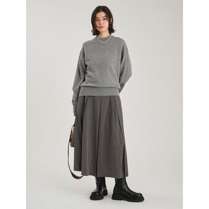 wool100％クルーネックベーシックニット （BEG）｜詳細画像
