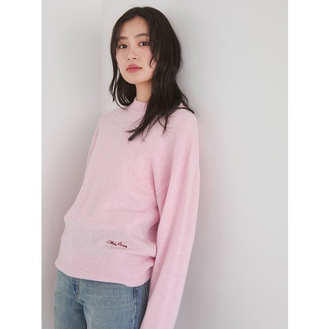 wool100％クルーネックベーシックニット （PNK）