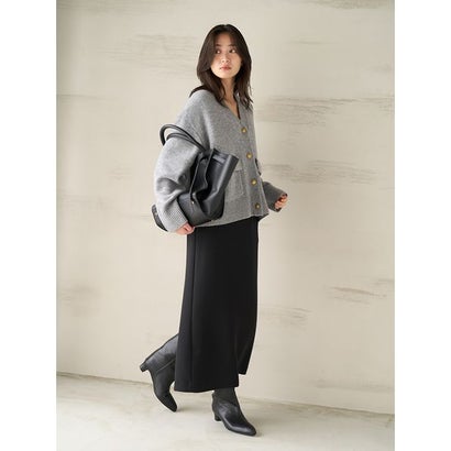 金釦ウールカシミヤワイドカーディガン （WHT）｜詳細画像