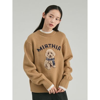 トイプードルクルーネックジャガードニット （WHT）｜詳細画像