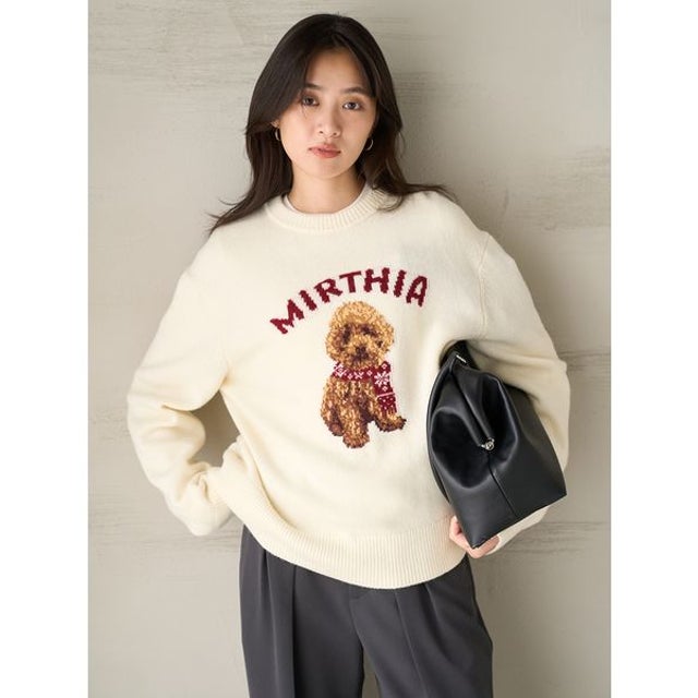 トイプードルクルーネックジャガードニット （WHT）