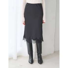 2WAYヘムレースミディスカート （BLK）