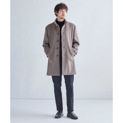 メンズビギ MEN'S BIGI スーパー140ウールビーバーヘリンボーンスタンドカラーコート （グレー）｜詳細画像