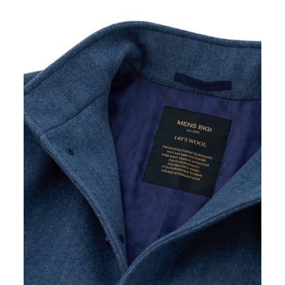 メンズビギ MEN'S BIGI スーパー140ウールビーバーヘリンボーンスタンドカラーコート （ネイビー）｜詳細画像