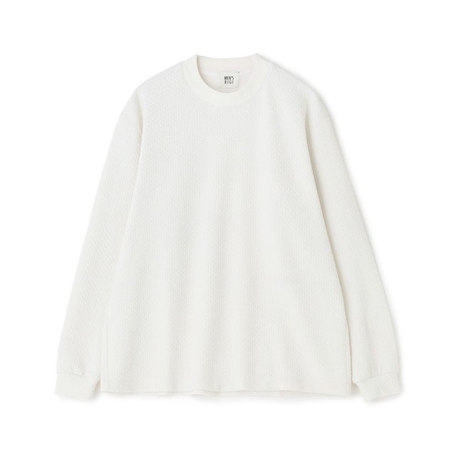 ウール混フクレジャカード モックネックロングTEE［ストレッチ］ （オフホワイト）