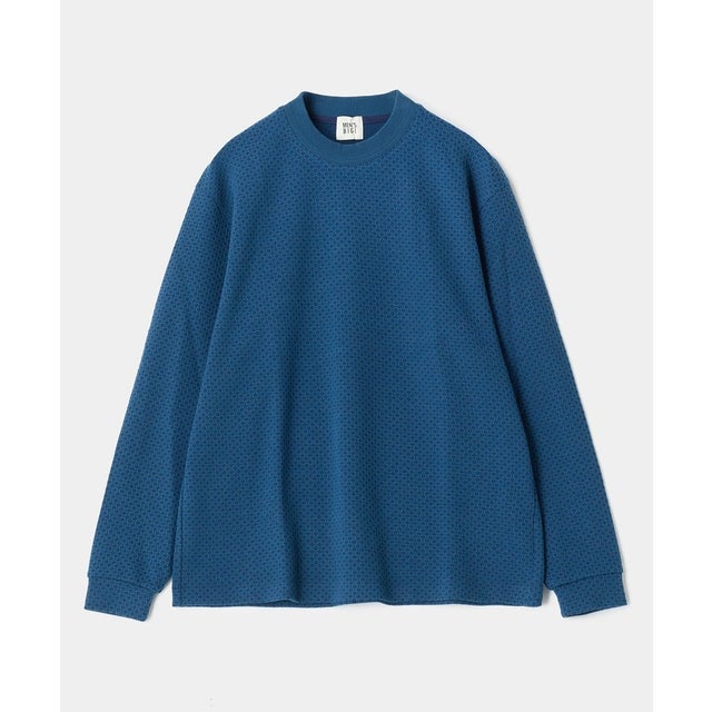 ウール混フクレジャカード モックネックロングTEE［ストレッチ］ （ターコイズ）