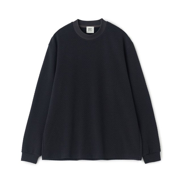 ウール混フクレジャカード モックネックロングTEE［ストレッチ］ （チャコールグレー）