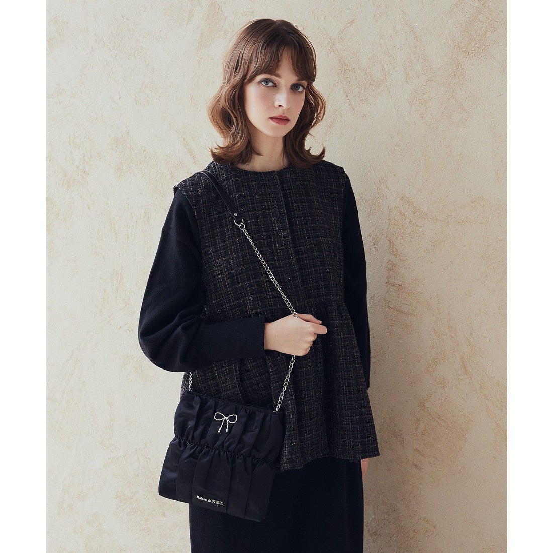 メゾン ド フルール Maison de FLEUR ビジューリボンギャザー