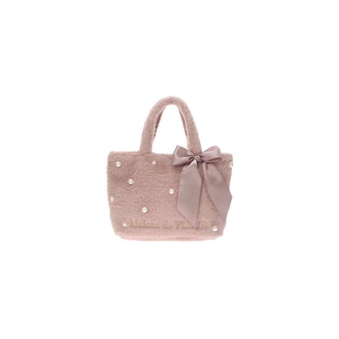 Maison de FLEUR ファーパールリボントートバッグ モカ -ファッション 