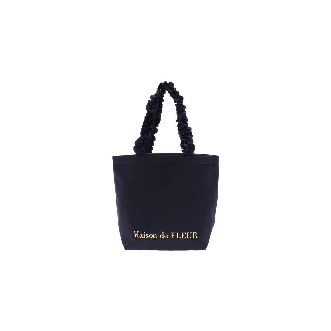 Maison de FLEUR ヴィンテージサテンフリルトートMバッグ ネイビー